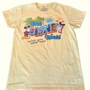 Walt Disney World T Shirt Adult Small Yellow Short Sleeve Crewneck